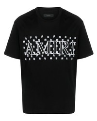 T-shirt à col rond imprimé cachemire noir Amiri