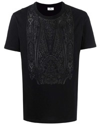 T-shirt à col rond imprimé cachemire noir Etro
