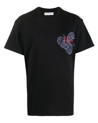 T-shirt à col rond imprimé cachemire noir JW Anderson