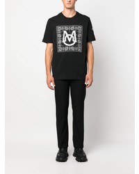 T-shirt à col rond imprimé cachemire noir Moncler