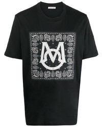T-shirt à col rond imprimé cachemire noir Moncler