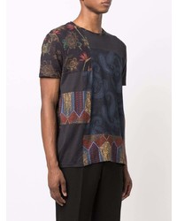 T-shirt à col rond imprimé cachemire noir Etro