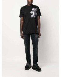 T-shirt à col rond imprimé cachemire noir Philipp Plein