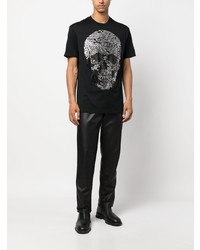 T-shirt à col rond imprimé cachemire noir Philipp Plein