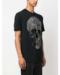 T-shirt à col rond imprimé cachemire noir Philipp Plein