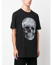 T-shirt à col rond imprimé cachemire noir Philipp Plein