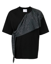 T-shirt à col rond imprimé cachemire noir Yoshiokubo