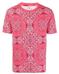 T-shirt à col rond imprimé cachemire rose Moschino