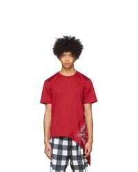 T-shirt à col rond imprimé cachemire rouge