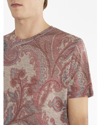 T-shirt à col rond imprimé cachemire rouge Etro