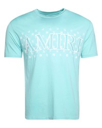 T-shirt à col rond imprimé cachemire turquoise Amiri