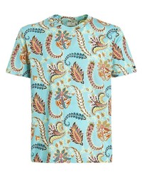 T-shirt à col rond imprimé cachemire turquoise Etro