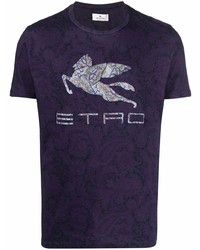 T-shirt à col rond imprimé cachemire violet Etro