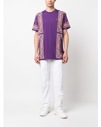T-shirt à col rond imprimé cachemire violet Philipp Plein