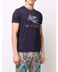 T-shirt à col rond imprimé cachemire violet Etro