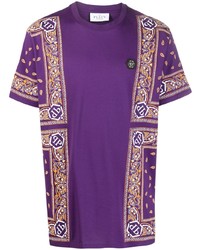 T-shirt à col rond imprimé cachemire violet Philipp Plein