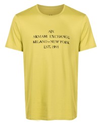 T-shirt à col rond imprimé chartreuse Armani Exchange