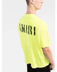 T-shirt à col rond imprimé chartreuse Amiri