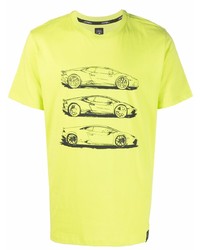 T-shirt à col rond imprimé chartreuse Automobili Lamborghini