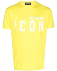T-shirt à col rond imprimé chartreuse DSQUARED2