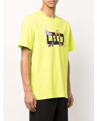 T-shirt à col rond imprimé chartreuse MSGM