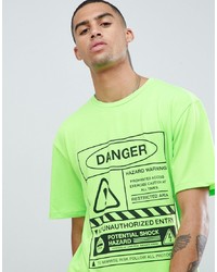 T-shirt à col rond imprimé chartreuse Granted