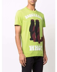 T-shirt à col rond imprimé chartreuse DSQUARED2