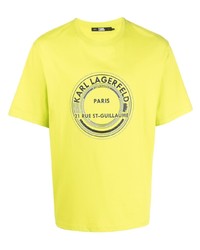 T-shirt à col rond imprimé chartreuse Karl Lagerfeld