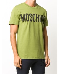 T-shirt à col rond imprimé chartreuse Moschino