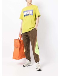 T-shirt à col rond imprimé chartreuse MSGM