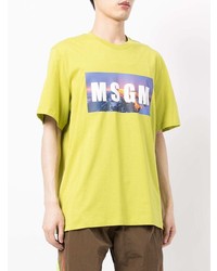 T-shirt à col rond imprimé chartreuse MSGM