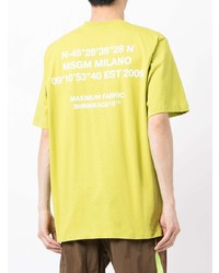 T-shirt à col rond imprimé chartreuse MSGM