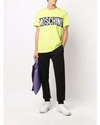 T-shirt à col rond imprimé chartreuse Moschino