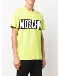 T-shirt à col rond imprimé chartreuse Moschino