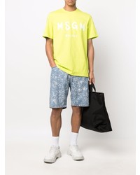 T-shirt à col rond imprimé chartreuse MSGM