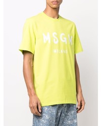 T-shirt à col rond imprimé chartreuse MSGM