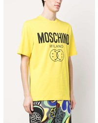 T-shirt à col rond imprimé chartreuse Moschino