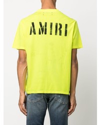 T-shirt à col rond imprimé chartreuse Amiri