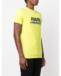 T-shirt à col rond imprimé chartreuse Karl Lagerfeld