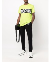 T-shirt à col rond imprimé chartreuse Moschino