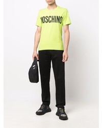 T-shirt à col rond imprimé chartreuse Moschino