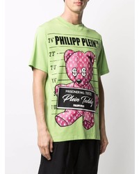 T-shirt à col rond imprimé chartreuse Philipp Plein