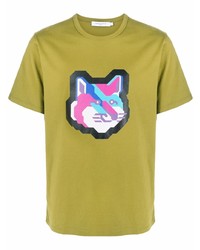 T-shirt à col rond imprimé chartreuse MAISON KITSUNÉ