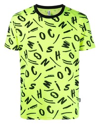 T-shirt à col rond imprimé chartreuse Moschino