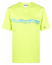 T-shirt à col rond imprimé chartreuse Moschino