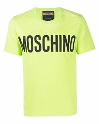 T-shirt à col rond imprimé chartreuse Moschino