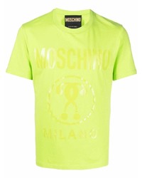 T-shirt à col rond imprimé chartreuse Moschino