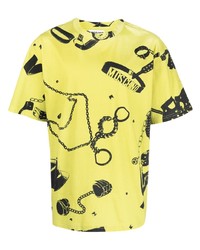T-shirt à col rond imprimé chartreuse Moschino
