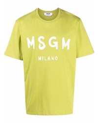 T-shirt à col rond imprimé chartreuse MSGM