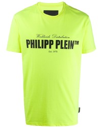 T-shirt à col rond imprimé chartreuse Philipp Plein